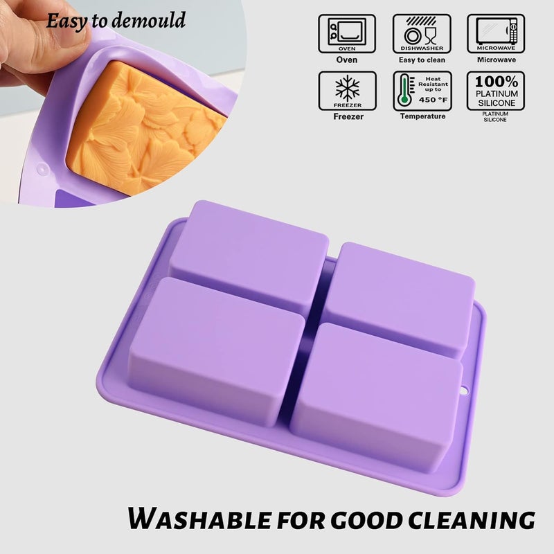 Moukiween Soap Molds Silicone, 3D Rectangular Flower Pattern Silicone Molds for Handmade Craft Soap, Bath Bombs, Chocolate Bars, DIY Candle, Polymer Clay Design - Image 3